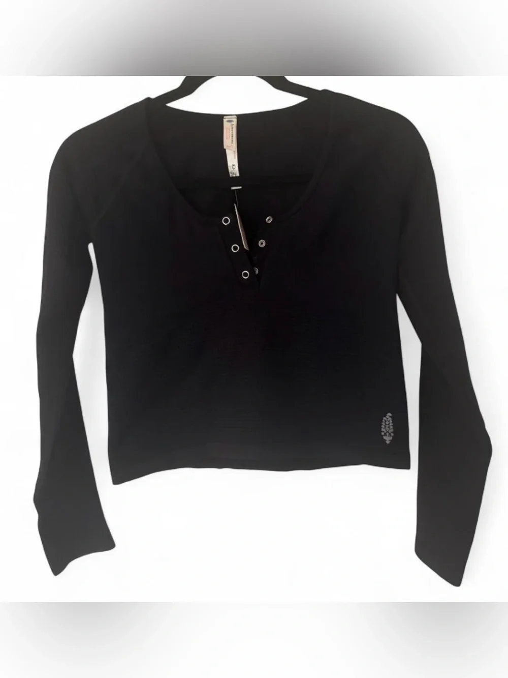 Free People Movement Black Seamless Long Sleeve Cutout Top M/L NWT
